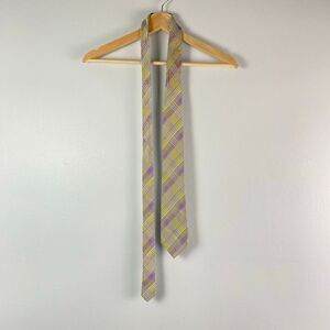 ETRO Milano 100% Silk Tie Purple & Green Plaid Texture